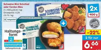 Netto Marken-Discount Schweine mini schnitzel oder cordon bleu Angebot