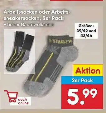 Netto Marken-Discount Arbeitssocken oder arbeitssneakersocken 2er pack Angebot