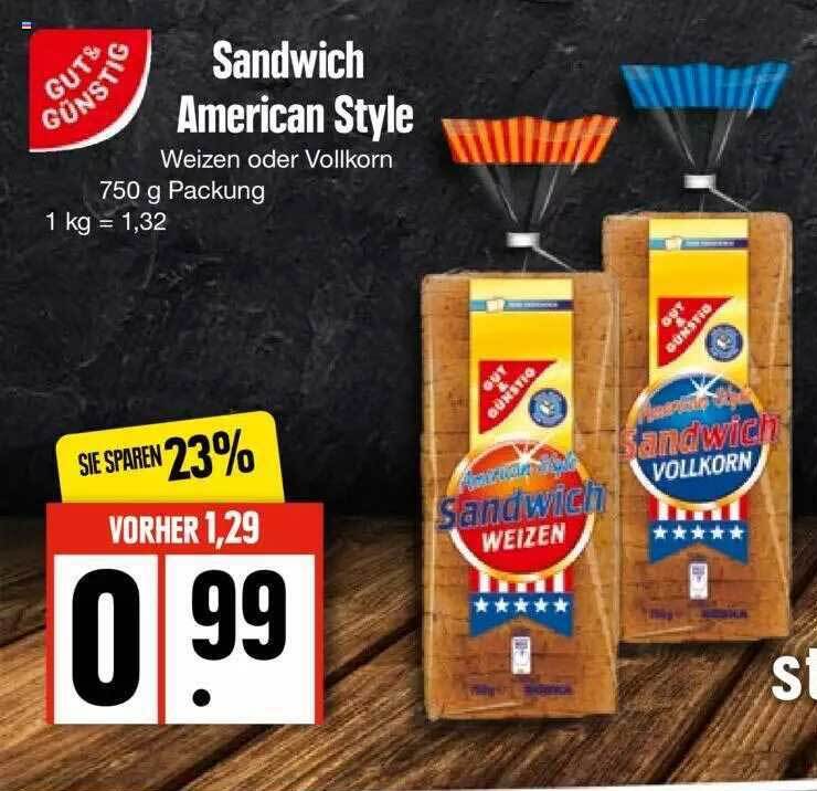 Sandwich american style gut & günstig Angebot bei Edeka
