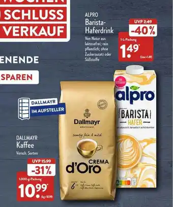 Aldi Nord Dallmayr kaffe oder alpro barista-haferdrink Angebot