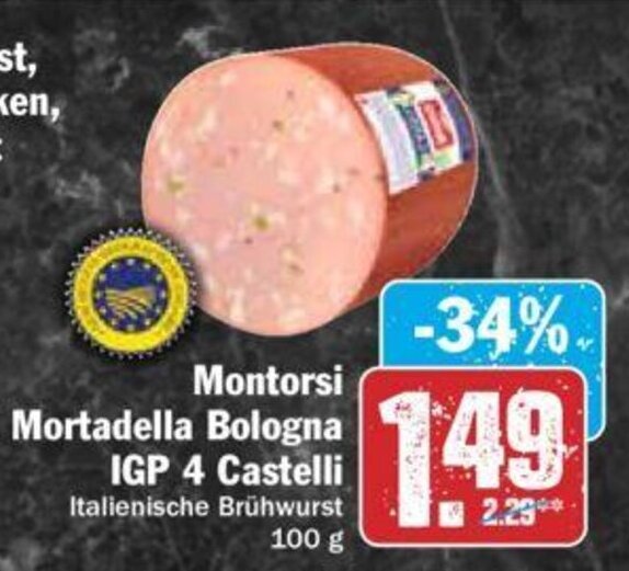 Montorsi Mortadella Bologna IGP 4 Castelli 100 g Angebot bei Hit