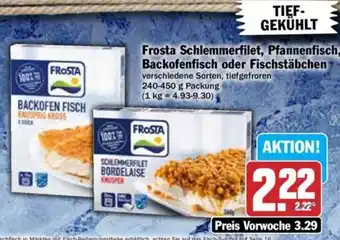 Hit Frosta Schlemmerfilet, Pfannenfisch, Backofenfisch oder Fischstäbchen 240-450 g Packung Angebot