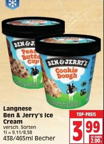 Edeka Langnese Ben & Jerry's Ice Cream 438/465 ml Becher Angebot