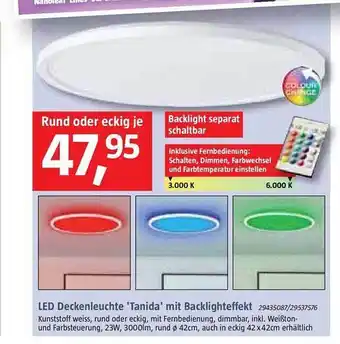 Bauhaus Led deckenleuchte tanida mit backlighteffekt Angebot