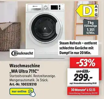 Lidl Waschmaschine wa ultra 711c Angebot