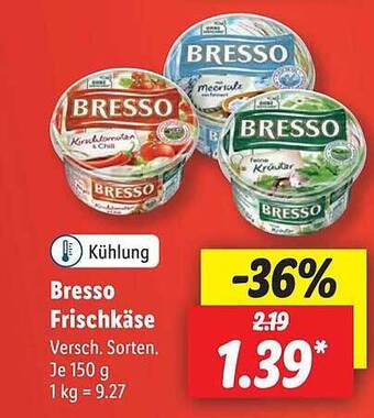 Lidl Bresso frischkäse versch. sorten Angebot