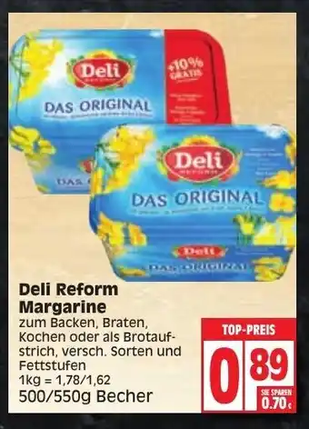 Edeka Deli Reform Margarine 500/550g Becher Angebot