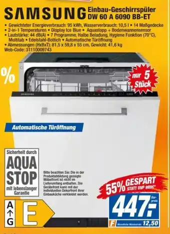 HEM Expert Samsung Einbau Geschirrspüler DW 60 A 6090 BB-ET Angebot