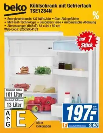 HEM Expert beko Kühlschrank mit Gefrierfach TSE1284N Angebot