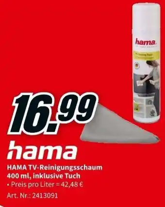 MediaMarkt Hama TV-Reinigungsschaum 400 ml, inklusive Tuch Angebot