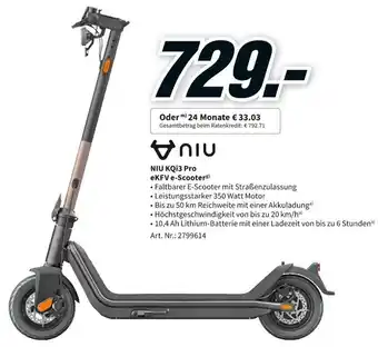 MediaMarkt NIU KQi3 Pro eKFV e-Scooter Angebot