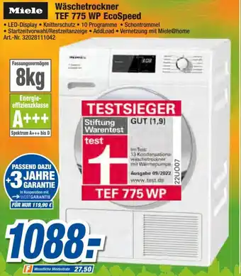 expert Techno Land Miele Wäschetrockner TEF 775 WP EcoSpeed Angebot