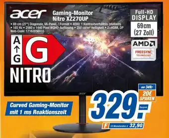 expert Octomedia Acer Gaming Monitor Nitro XZ270UP Angebot