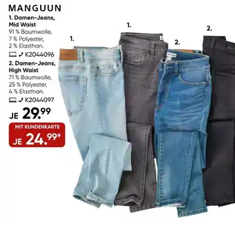 Galeria Manguun Damen Jeans Mid Waist oder High Waist Angebot