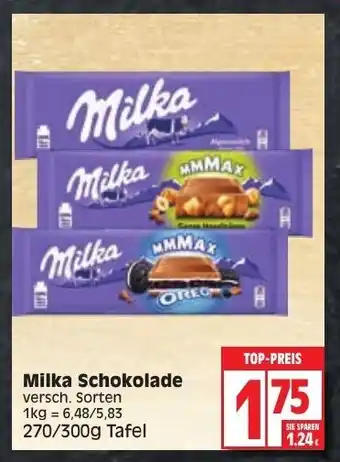 Edeka Milka Schokolade 270/300g Angebot