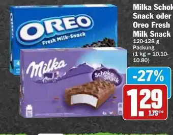 Hit Milka schokolade snack oder oreo fresh milk snack Angebot