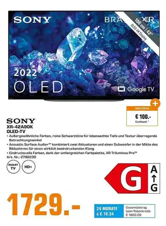 Saturn Sony xr-42a90k oled-tv Angebot