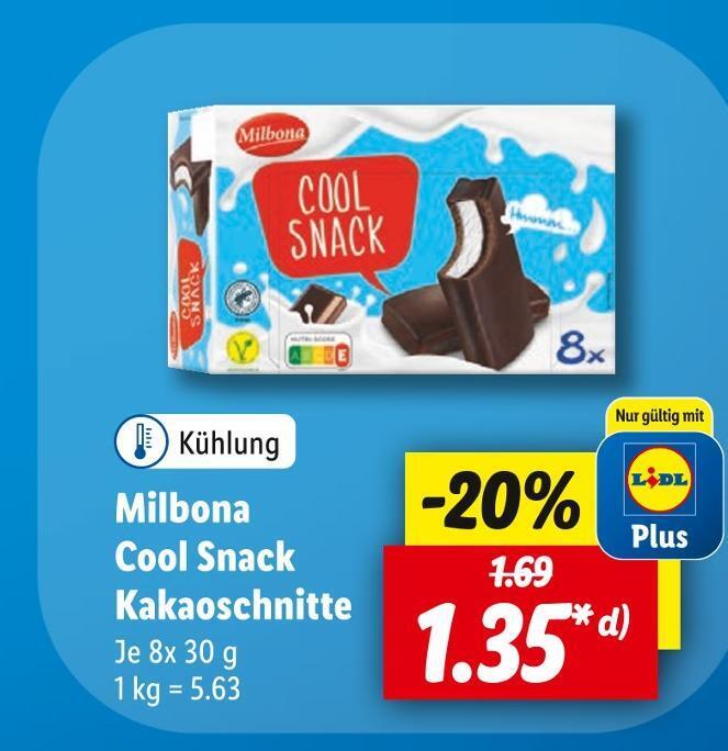 Milbona cool snack kakaoschnitte Angebot bei Lidl