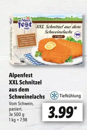 Lidl Alpenfest xxl schnitzel aus dem schweinelachs Angebot