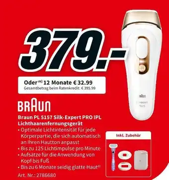 MediaMarkt Braun lichthaarentfernungsgerät pl 5157 silk-expert pro ipl Angebot