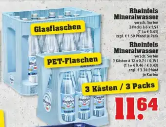 trinkgut Rheinfels Mineralwasser  6x1,5L /12x0,7L/0,75L Angebot