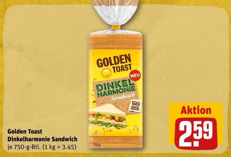 Golden toast dinkelharmonie sandwich Angebot bei REWE