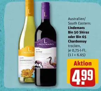 REWE Lindemans bin 50 shiraz oder bin 65 chardonnay weiß- oder rotwein Angebot