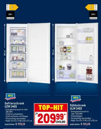 METRO Aro gefrierschrank uzw 1465 oder kühlschrank ulw 1465 Angebot