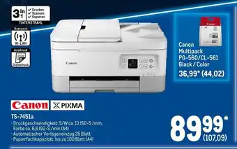 METRO Canon, pixma multifunktionsdrucker ts-7451a Angebot