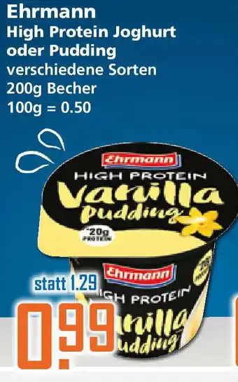 Klaas und Kock Ehrmann High Protein Pudding oder Pudding 200g Becher Angebot