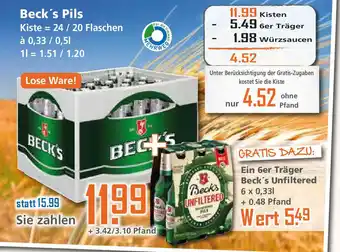 Klaas und Kock Beck's 20 x 0.5 L / 24x0,33L Angebot