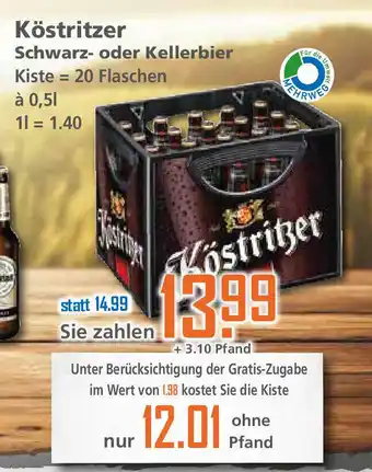 Klaas und Kock Köstritzer Schwarz oder Kellerbier 20x0,5L Angebot