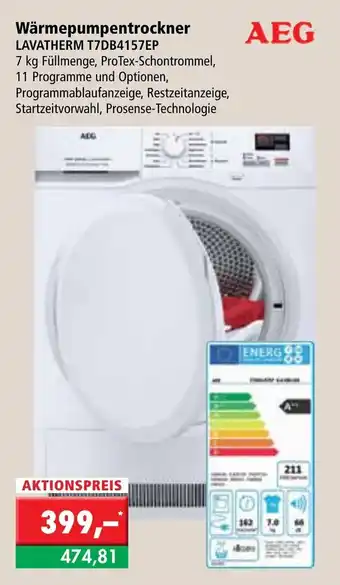 L. STROETMANN GROSSMARKT AEG Wärmerpumpentrockner Lavatherm T7DB4157EP Angebot