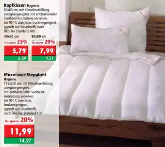 L. STROETMANN GROSSMARKT Kopfkissen Hygiene oder Microfaser Steppbett Hygiene Angebot