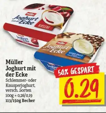 NP Discount Müller Joghurt mit der Ecke 113/150 g Becher Angebot