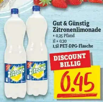 NP Discount Gut & Günstig Zitronenlimonade 1,5L Angebot