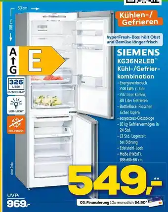 Euronics XXL Siemens kg36n2leb kühl- gefrierkombination Angebot