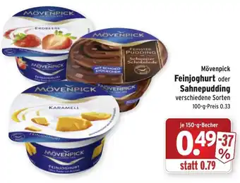 Wasgau Mövenpick Feinjoghurt oder Sahnepudding 150g Becher Angebot