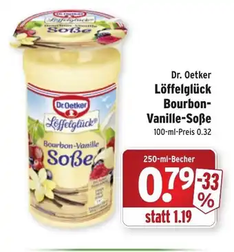 Wasgau Dr. Oetker Löffelglück Bourbon Vanille Soße 250ml Becher Angebot