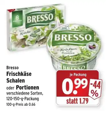 Wasgau Bresso Frischkäse Schalen oder Portionen 120-150 g Angebot