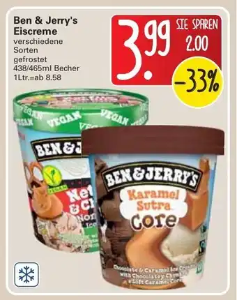 WEZ Ben & Jerry's Eiscreme 438-465 ml Becher Angebot