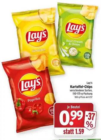 Wasgau Lay's Kartoffel Chips 150-175g Angebot