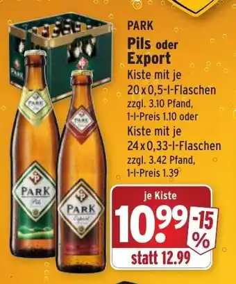 Wasgau Park Pils oder Export 20x0,5L Angebot