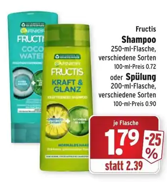 Wasgau Fructis Shampoo oder Spülung 250 ml/200ml Angebot