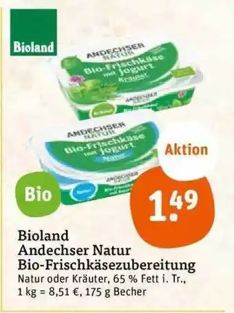 tegut Bioland andechser natur bio frischkäsezubreitung Angebot