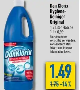 diska Dan Klorix Hygiene Reiniger Original 1,5L Angebot