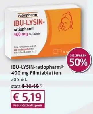 Sabelus XXL Ratiopharm Ibu-Lysin 400mg 20st Angebot