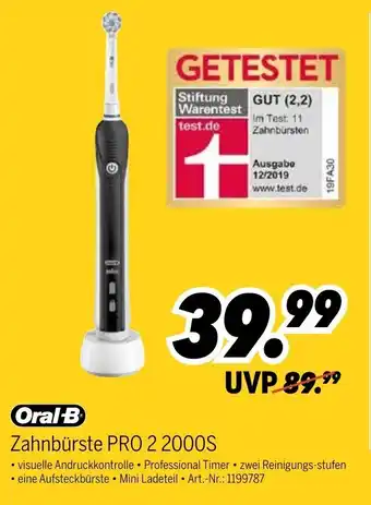 MEDIMAX Oral-B Zahnbürste PRO 2 2000S Angebot