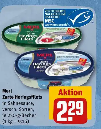 REWE Merl Zarte Heringsfilets 250g Angebot