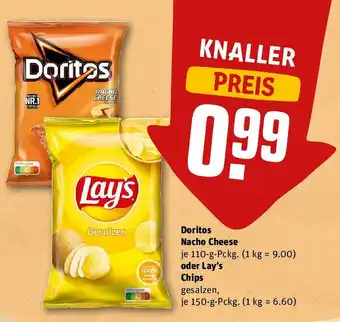 REWE Doritos Nacho Cheese o. Lay's Chops 110/150g Angebot